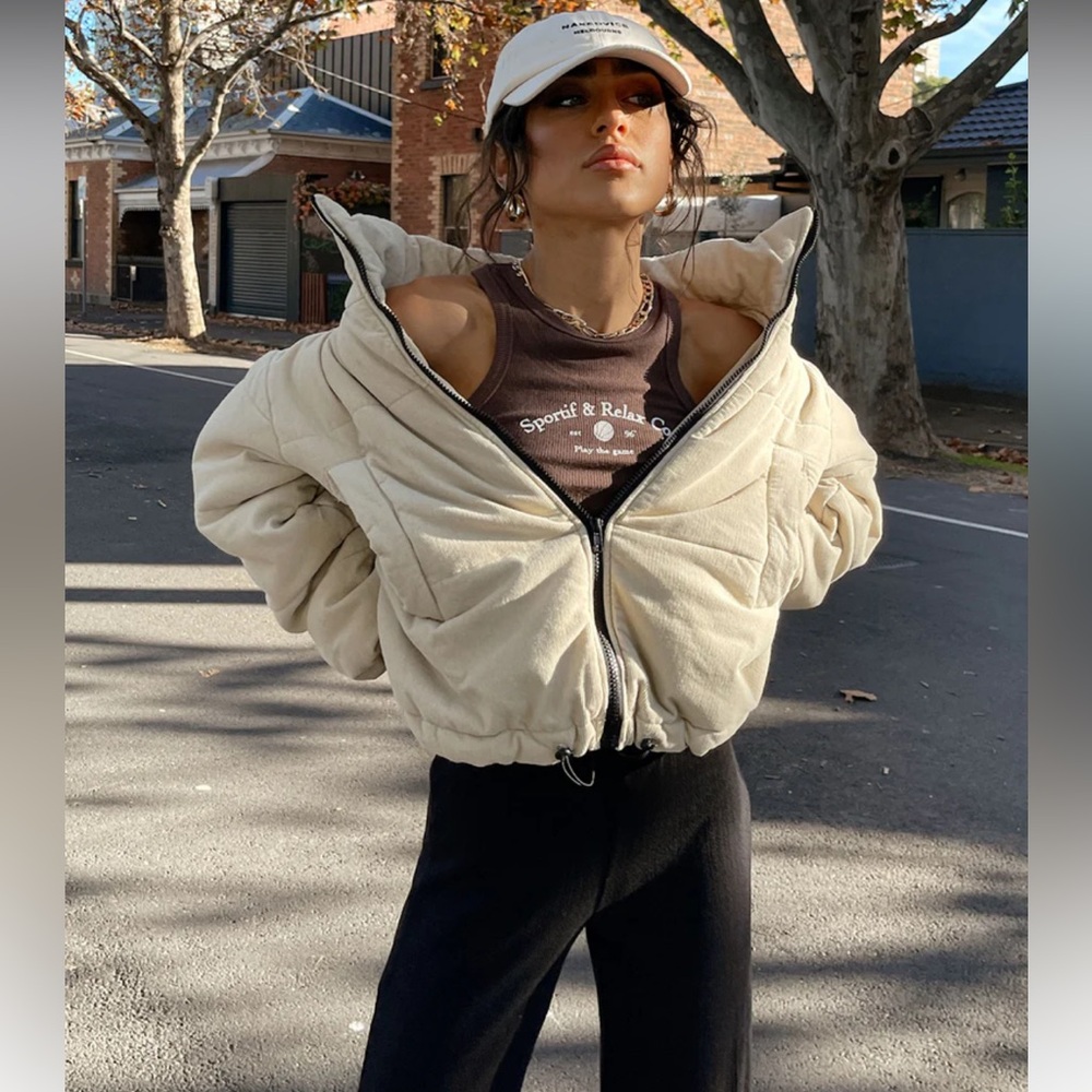 Princess Polly Puffer Jacket Beige